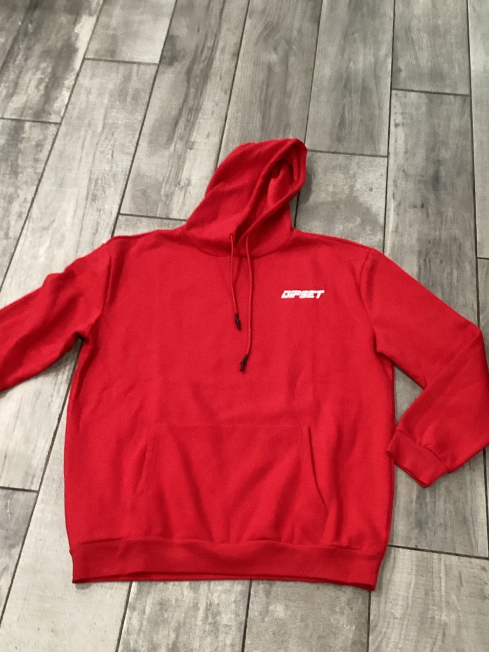 Red Men's Pullover Hoodie with Chest Logo